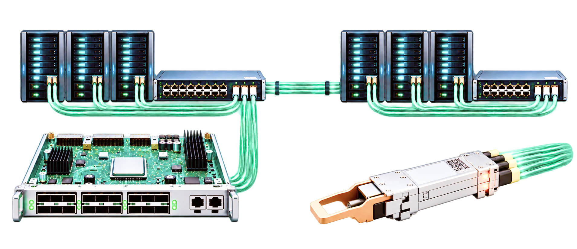 Optical communication connects data centers, switches, chips and optical modules.